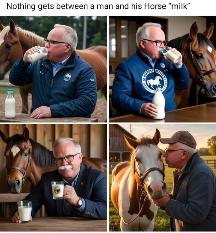 Tim Walz Drinking horse semen from a cup