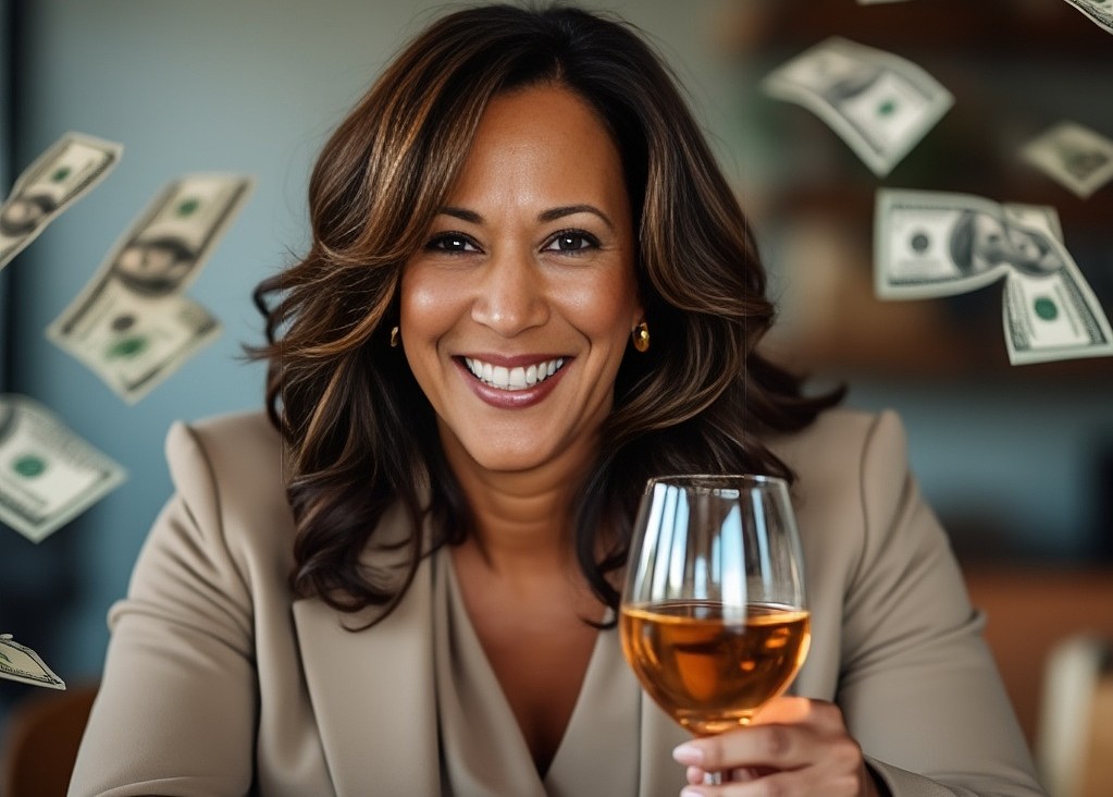 Kamala Harris Drinking Wine